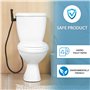 Douchette wc noir acier inox kit complet avec 2 metres de tuyau flexible extra long support et vanne de derivation