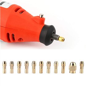 11pcs Mandrin de forage en cuivre à 4 mâchoires jeu de pinces pince de forage torsadée petite pince foret électrique pour mini o