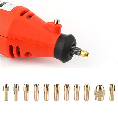 11pcs Mandrin de forage en cuivre à 4 mâchoires jeu de pinces pince de forage torsadée petite pince foret électrique pour mini o