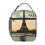 BROLEO Sac à déjeuner isotherme portable motif carte postale vintage imprimé sac à déjeuner réutilisable durable pour homme et f