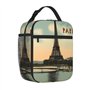 BROLEO Sac à déjeuner isotherme portable motif carte postale vintage imprimé sac à déjeuner réutilisable durable pour homme et f