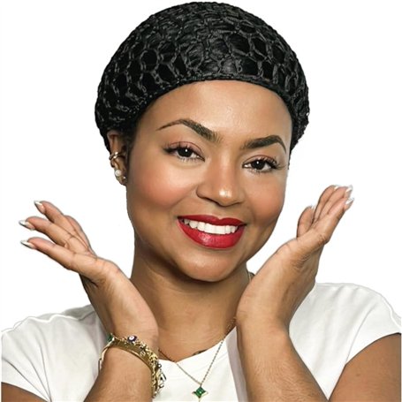 Tubi Filet à cheveux en maille au crochet - Bonnet épais et court - Pour femme - Noir