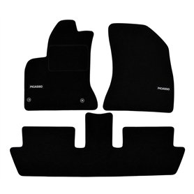 J&J AUTOMOTIVE | Logo Tapis De Sol Noir Velours sur Mesure pour C4 Picasso 2006-2013