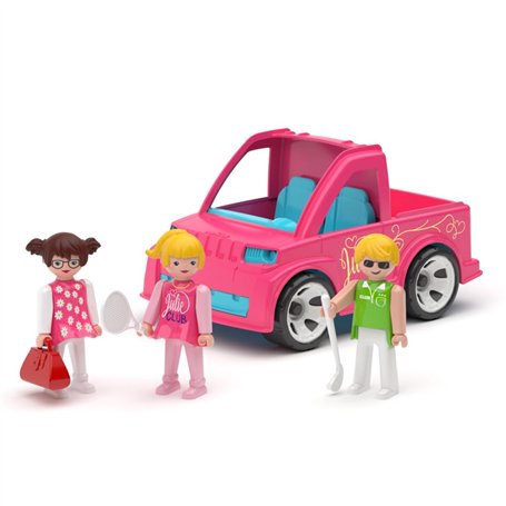 MultiGO Trio Julie Sport Club - Bac à sable pour enfants à partir de 3 ans - Voiture pour fille avec figurines - Jouet de sable