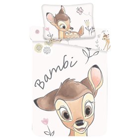 Disney Bambi Parure de lit Bébé 100% Coton - Housse de Couette 100x135 cm + Taie d'oreiller 40x60 cm