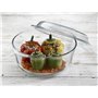 Pasabahce Plat à gratin Rond 3,15 L en Verre avec Couvercle Cocotte Bol Coque Bol Verre
