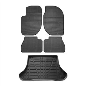 OMAC Lot de 5 tapis de sol et bac de coffre compatibles avec Land Rover Freelander 1998-2007 en caoutchouc