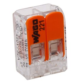 Kopp 33346415 WAGO Lot de 5 bornes à 2 Prises avec Levier pour Fils Flexibles Transparent/Orange 1