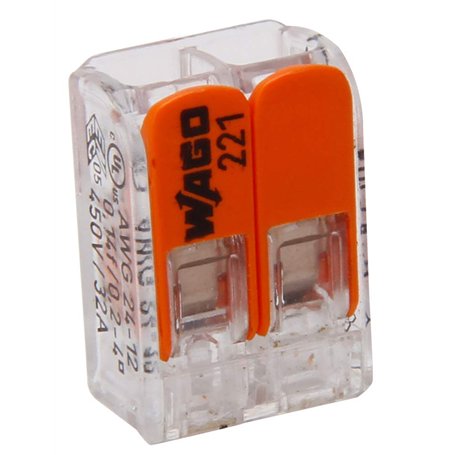 Kopp 33346415 WAGO Lot de 5 bornes à 2 Prises avec Levier pour Fils Flexibles Transparent/Orange 1
