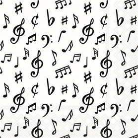 Lot de 20 serviettes en papier avec motif notes de musique - Idéales pour le découpage et la technique des serviettes - 33 x 33