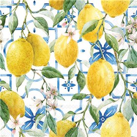 Ambiente Serviette Méditerranée Citrons 33x33 cm 20 pièces Impression D'un côté Motif papier été pour les techniques de serviett