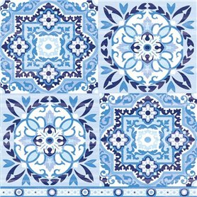 Lot de 20 serviettes à motif carrelage bleu et blanc - Pour bricolage - Motif : décoration de table - Découpage - Technique de s