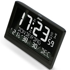 Alecto Grande Horloge Murale Numérique avec Thermomètre et Hygromètre - AK-70 Réveil Radio - Horloge Radio avec Affichage de la