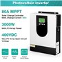Fablestoryem Onduleur Hybride Solaire 3000W DC24V vers AC230V, onduleur à Onde sinusoïdale Pure Hors réseau avec Chargeur Solair