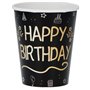 Folat Vaisselle Anniversaire Party Noir Or Argent Gobelets-Shining Glam-250 ml-8 pièces