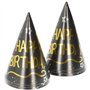 Folat 25054 Decoration Party Anniversaire Noir Or Argent Chapeaus de fête-Happy Birthday-Shining Glam-6 pièces