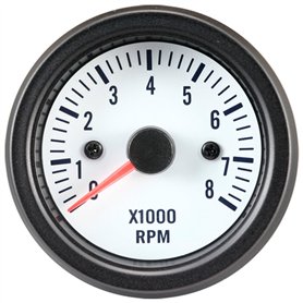 AUTO-STYLE Instrument Performance blanc classique compte-tours >8000rpm 2/3/4/5/6/8 cil. 52mm