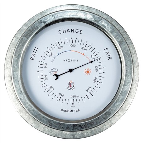 NeXtime Baromètre extérieur - Ø22CM - Métal - Galvanisé Orchid
