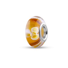Quiges Drops Femme Perle de Verre de Murano Charm Miel avec FleurBlanc