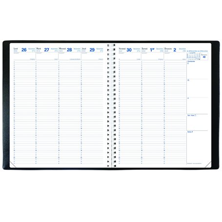 Quo Vadis - Agenda - Spiralé - 2025 - Euréquart - Semainier Planning - Français - Impala - Noir - 13 mois de décembre à décembre