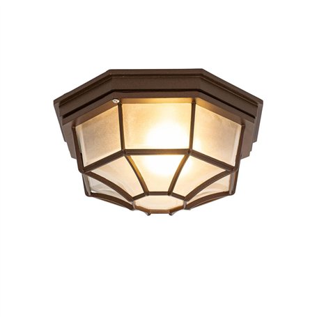 Qazqa bri - Plafonnier - Ø 26.5 cm - Brun rouille - Rustique - éclairage extérieur