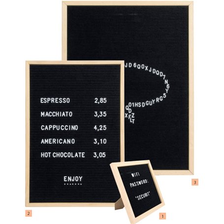 Securit Tableau avec lettres 60 x 80 cm en bois naturel et feutre - Comprend 360 lettres