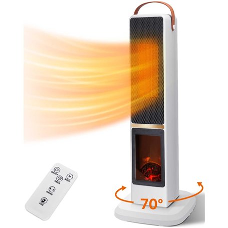 Taylor Swoden Dana - Chauffage d'appoint PTC de 2000W pour usage intérieur avec cheminée