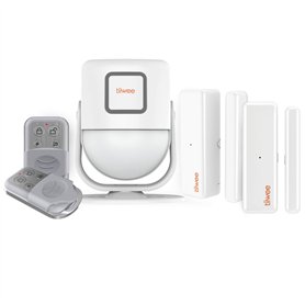 tiiwee X4 Détecteur de Mouvement et Alarme à Sirène 125 DB - Système d'Alarme Antivol - 2 Télécommandes et 2 Détecteurs de Porte