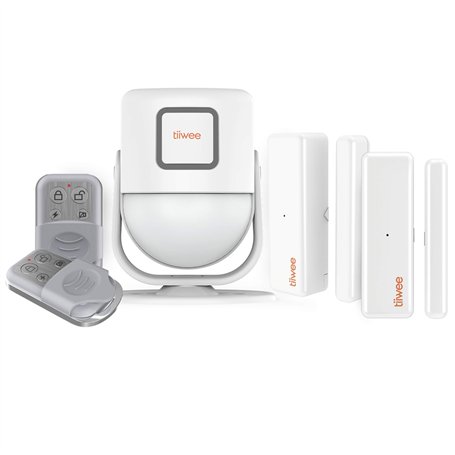 tiiwee X4 Détecteur de Mouvement et Alarme à Sirène 125 DB - Système d'Alarme Antivol - 2 Télécommandes et 2 Détecteurs de Porte