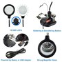 MMOBIEL Troisième main Robuste avec Loupe 2.5X à 4X, Lampe LED, Support Fer à souder avec Pinces et clips de soutien