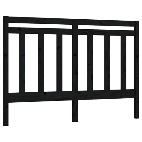Tête de lit Noir 126x4x100 cm Bois massif de pin