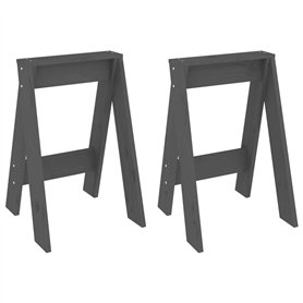 Sgabelli 2 pz grigio 40x40x60 cm in Legno Massello di Pino