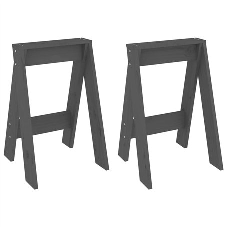 Sgabelli 2 pz grigio 40x40x60 cm in Legno Massello di Pino