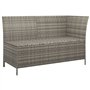 Salon de jardin 3 pcs avec coussins Gris Résine tressée