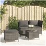 Salon de jardin 3 pcs avec coussins Gris Résine tressée
