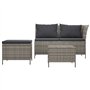 Salon de jardin 3 pcs avec coussins Gris Résine tressée