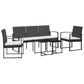 vidaXL Ensemble à Manger de Jardin avec Coussins 5 pcs Noir rotin PP
