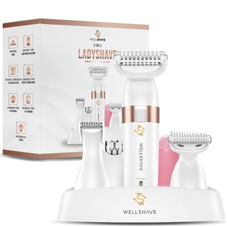 Wellshave 5 en 1 Ladyshaves pour Femmes | Tondeuse Bikini Électrique | Tondeuse Pubis Intime | Rasoir Électrique Maillot | Épila