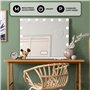 Bayt Miroir Maquillage Hollywood avec Éclairage 58x46 cm – Miroir LED Dimmable avec Grossissement 10x – Blanc