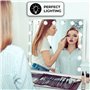 Bayt Miroir Maquillage Hollywood avec Éclairage 58x46 cm – Miroir LED Dimmable avec Grossissement 10x – Blanc