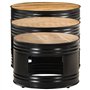vidaXL Tables de Bar Forme Tambour 3 pcs Bois de manguier Massif Brut, Table de Bar, Table de Bar de Jardin, Table de Bar de Bal