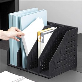 OhMill Porte-Revues Pliable Module de Classement Vertical Porte-Catalogues avec 4 Compartiments Boîte de Rangement Bureau Organi