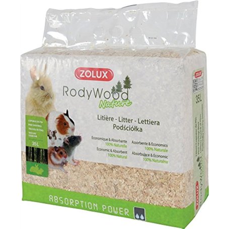 Zolux - Litière rodywood Nature 35 litres pour Rongeur Poids 1.862 kg.
