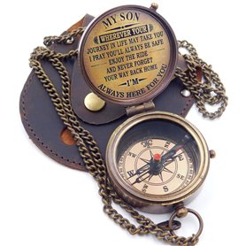 KHUMYAYAD Boussole en laiton avec inscription inspirante pour fils