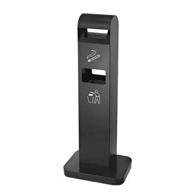 Cendrier sur pied vertical pouvant être fixé à l'extérieur - Colonne de cendres - Pour fumer - Poubelle en fer - Noir - Carré