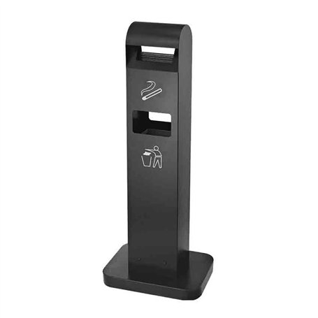 Cendrier sur pied vertical pouvant être fixé à l'extérieur - Colonne de cendres - Pour fumer - Poubelle en fer - Noir - Carré