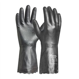 Gebol Carostar | Taille L (taille 9) | Gant de protection chimique avec flocage en coton à l'intérieur | Gant de nettoyage avec