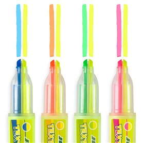 JOLLY Marqueur textile 2 en 1-4 surligneurs de 2 couleurs chacun.