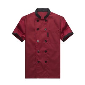 Veste de Cuisine Uniforme homme et femme Manches Courtes - Rouge - XS /(Taille Fabricant:M)