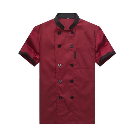Veste de Cuisine Uniforme homme et femme Manches Courtes - Rouge - XS /(Taille Fabricant:M)